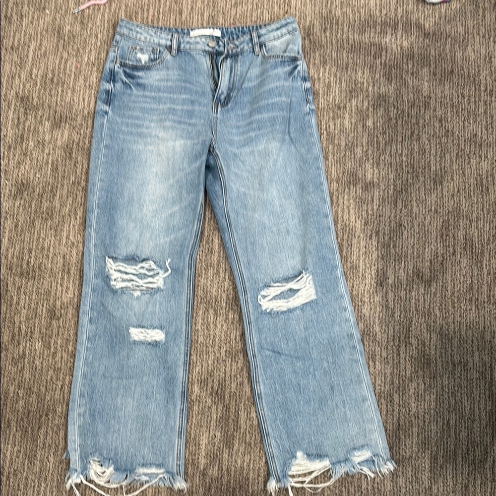 Distressed Blue Jeans